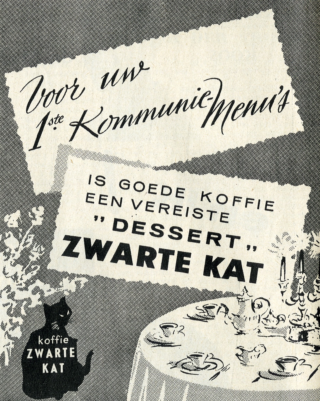 Reclame voor Koffie Zwarte Kat uit de jaren 1950. Collectie Huis van Alijn, Gent.