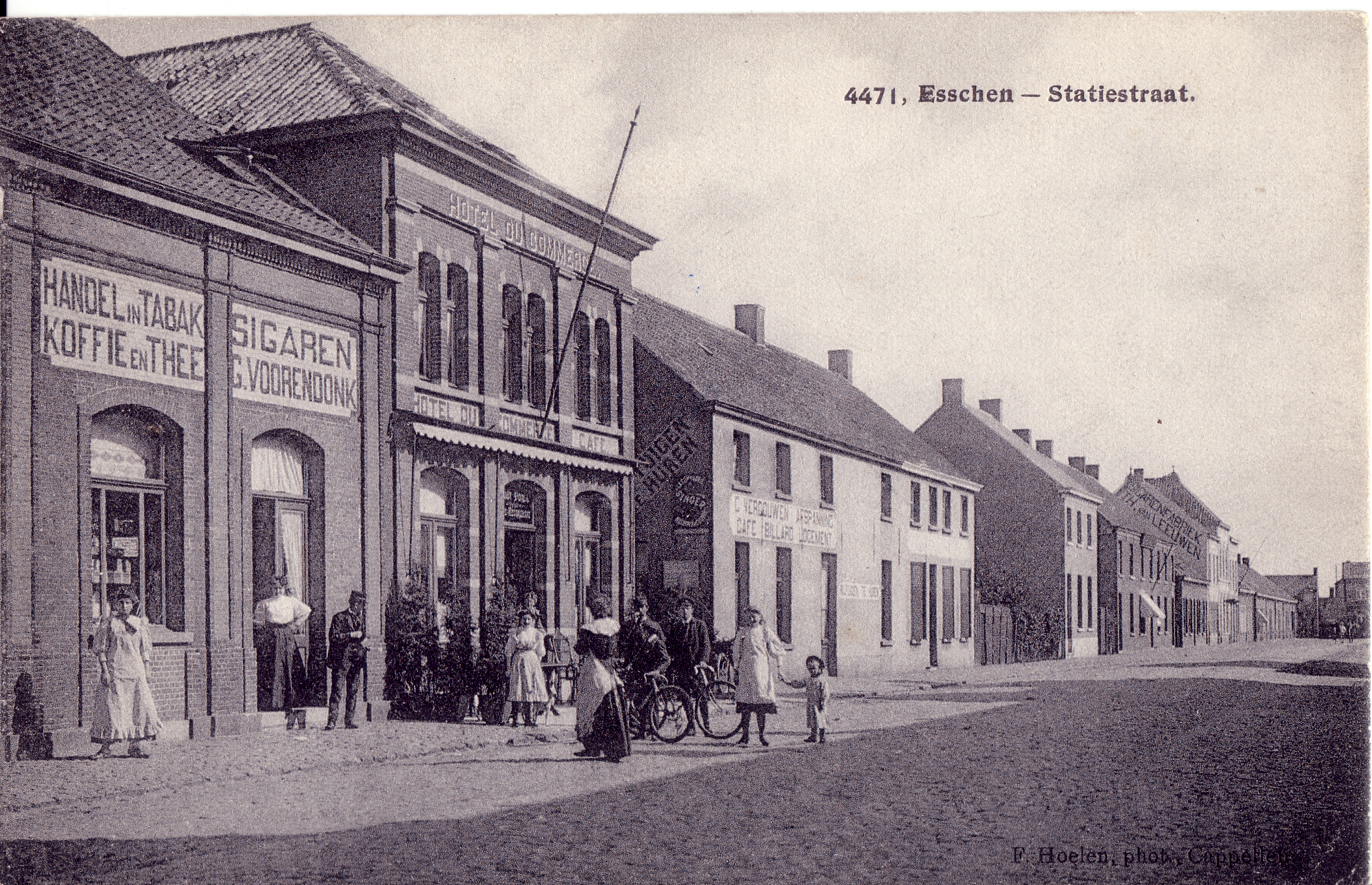 Statiestraat, Essen, 1908. Collectie Académie Royale de Belgique, Prentkaartenverzameling Belfius Bank.