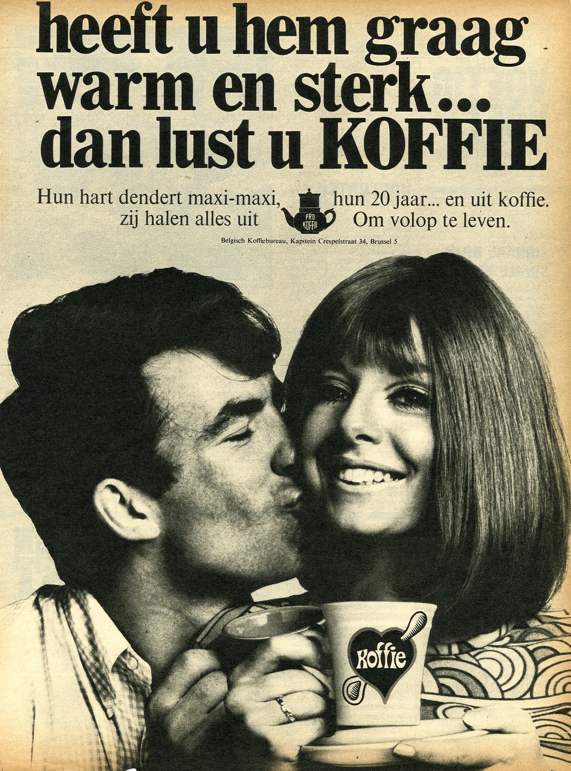 Ook het Belgische Koffie-Verbond zet in de jaren 1960 in op het promoten van sterkere koffie. Collectie Huis van Alijn, Gent.